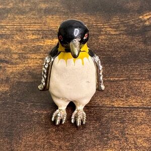 Rucinni Penguin Trinket Box Hand Painted Enamel with Swarovski Crystals Vintage